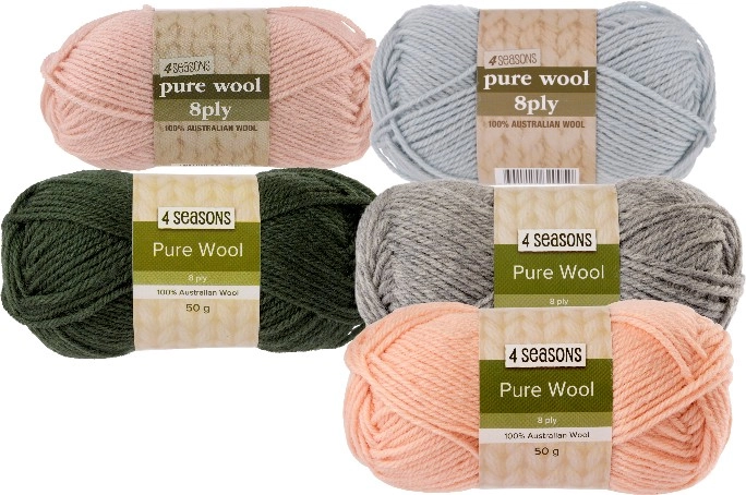 40% off 4 Seasons Pure Wool Plain 8ply 50g