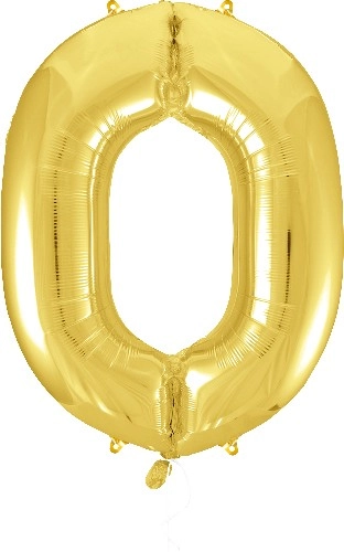 Decrotex Number 0 Foil Balloon Gold 86cm