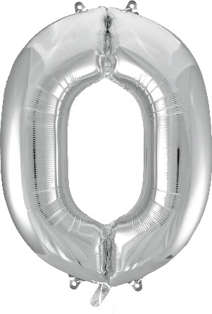 Decrotex Number 0 Foil Balloon Silver 86cm