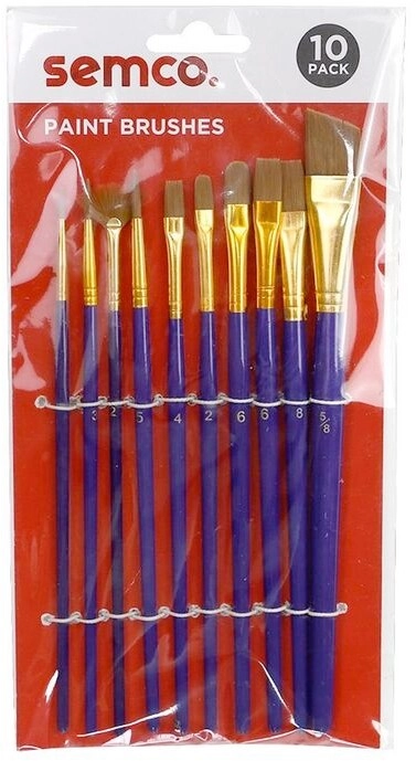 Semco Nylon Paint Brushes 10 Pack Natural