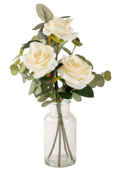 Tall Glass Vase with Rose Arrangement