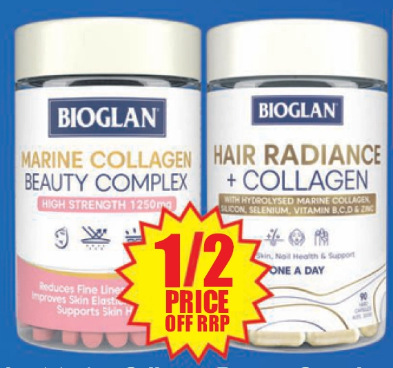 Bioglan Marine Collagen Beauty Complex 60 Tablets or Hair Radiance + Collagen 90 Tablets