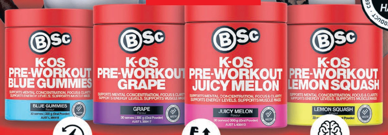 BSc K-OS Pre-workout 300g Assorted Variants