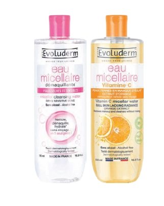 Evoluderm Eau Micellar Water Dry Sensitive Skin or Vitamin C 500ml