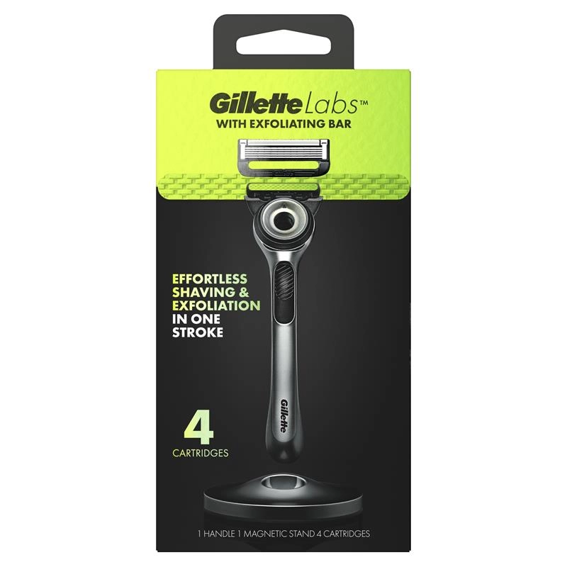 Gillette Labs Exfoliating Razor with Magnetic Stand + 4 Blade Refills