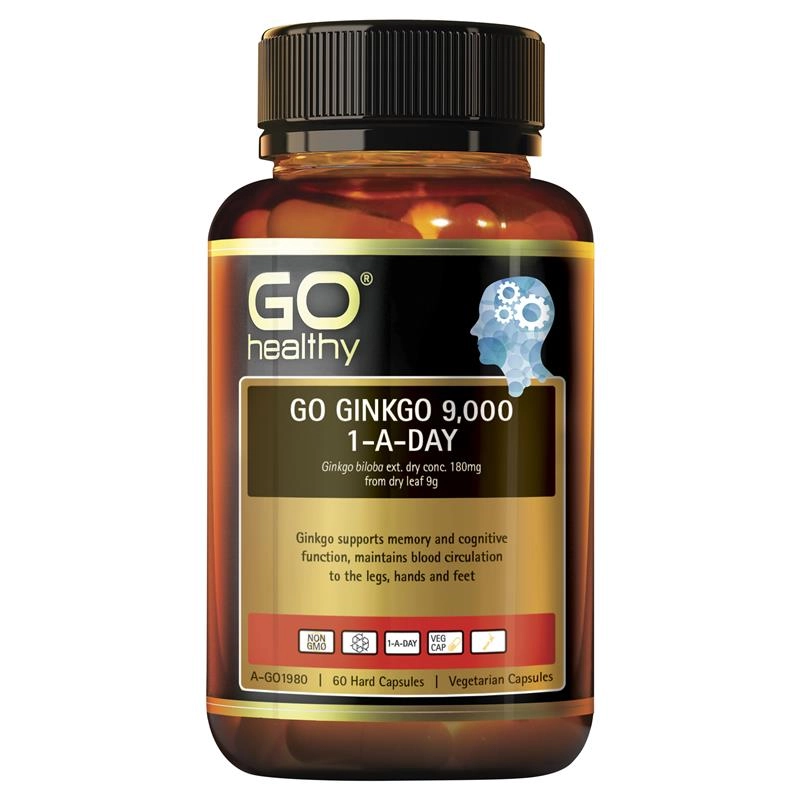 GO Healthy Ginkgo 9,000 1-A-Day 60 Vege Capsules