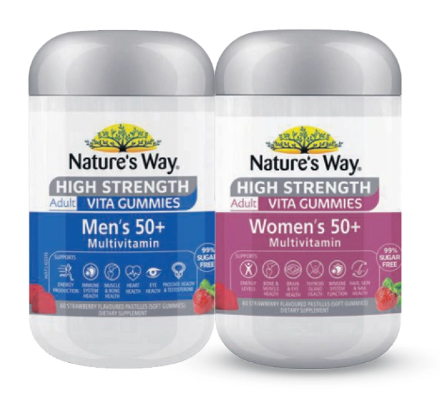 Nature’s Way High Strength Adult Vita Gummies Men’s or Women’s 50+ Multivitamin 60 Pastilles