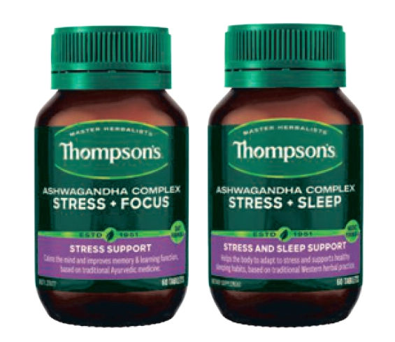 Thompson’s Ashwagandha Complex Stress + Focus or + Sleep 60 Tablets