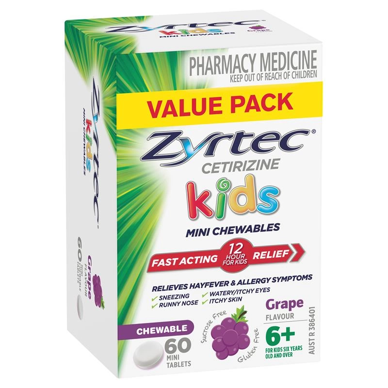 Zyrtec Kids Chewable Grape 60 Tablets