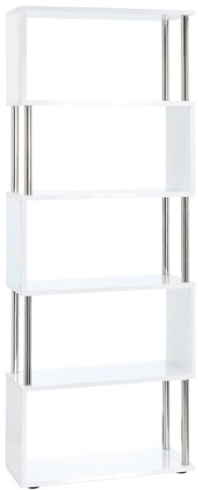 Otto Halcyon Chrome and Gloss 5 Shelf Bookcase White