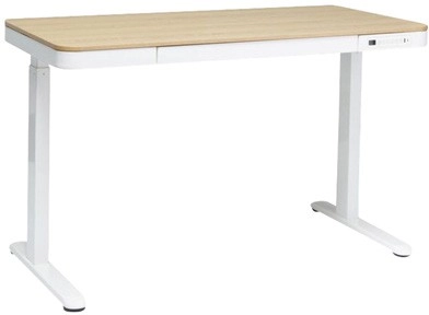 Otto Newhaven Electric Sit Stand Desk with Drawer White/Oak