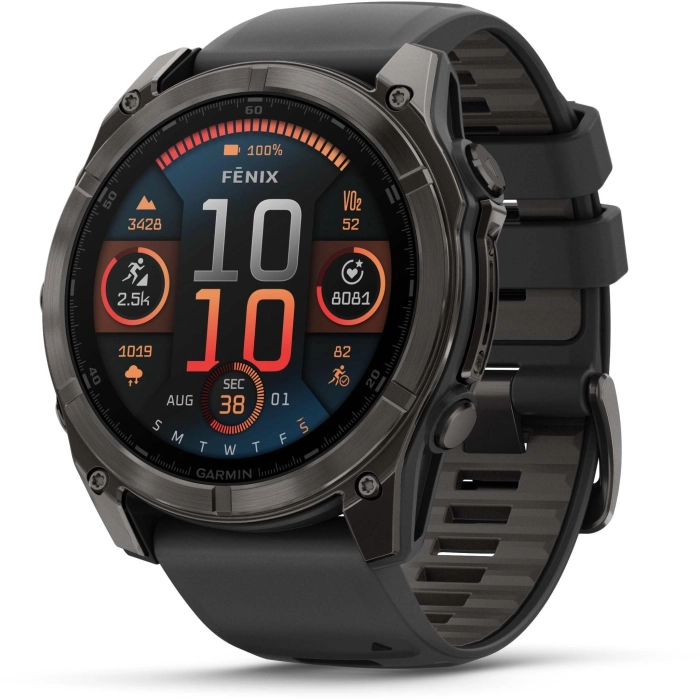 Garmin fenix® 8 51mm AMOLED Sapphire Edition Carbon Grey Titanium with Black + Pebble Grey Band