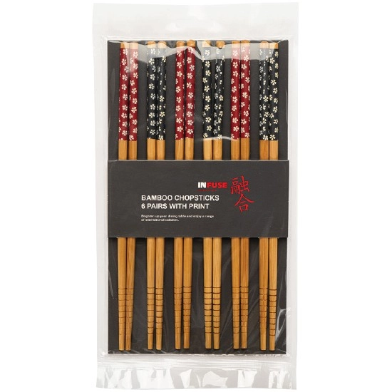 Bamboo Print Chopsticks 6 Pairs