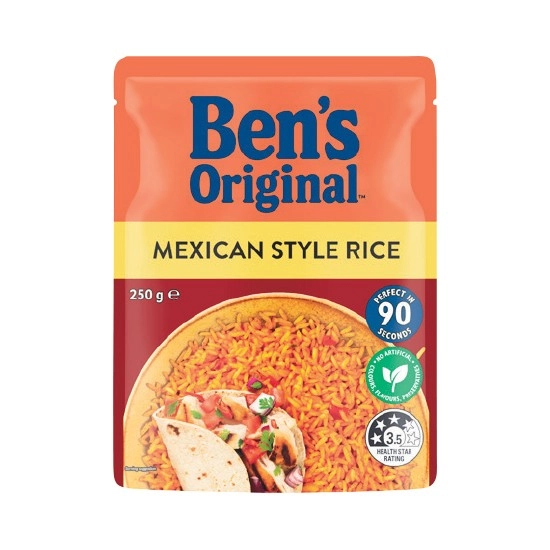 Ben's Microwave Plain or Flavoured Rice 250g