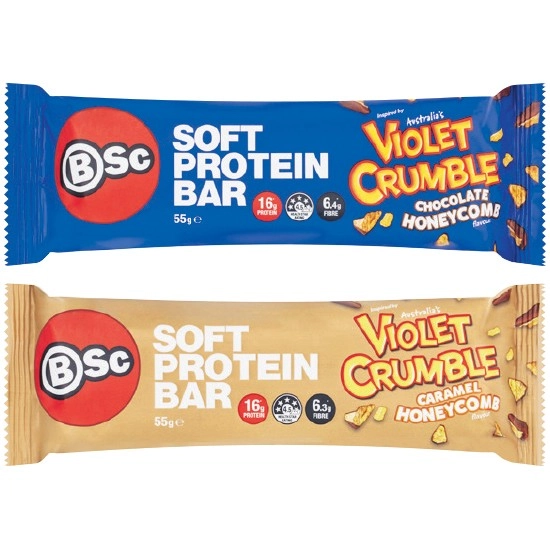 BSc Violet Crumble Soft Protein Bar 55g~