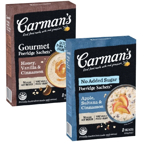 Carman's Porridge Sachets 270-320g Pk 6/8