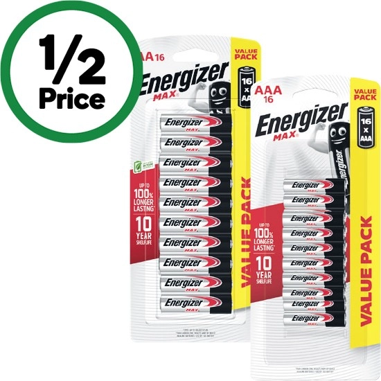 Energizer Max Batteries AA or AAA Pk 16