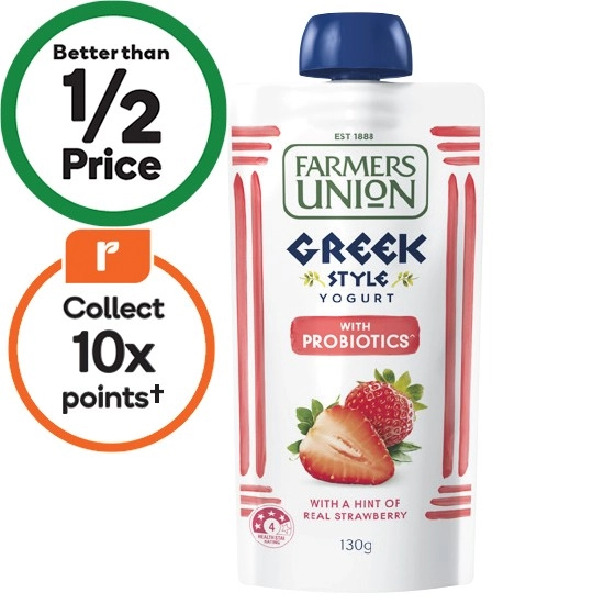 Farmers Union Greek Style Yoghurt Pouch Assorted Flavours 130g – From the Fridge