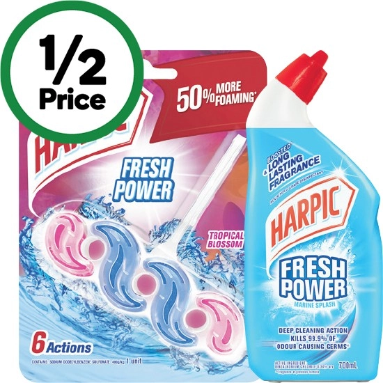 Harpic Fresh Power Toilet Rim Block Pk 1 or Toilet Liquid 700ml