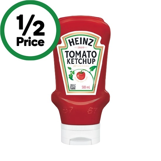 Heinz Tomato Ketchup or Smokey Barbeque Sauce 500ml