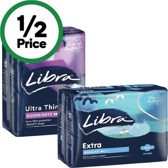 Libra Pads Extra Pk 10-18 or Libra Ultra Thins Pads Pk 6-16