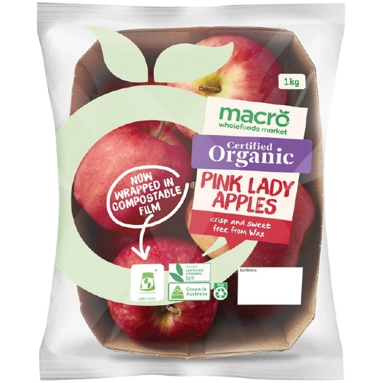 Macro Organic Australian Pink Lady Apples 1 kg Pack