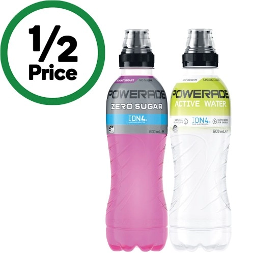 Powerade Drink Flo Cap or Powerade Active Water 600ml