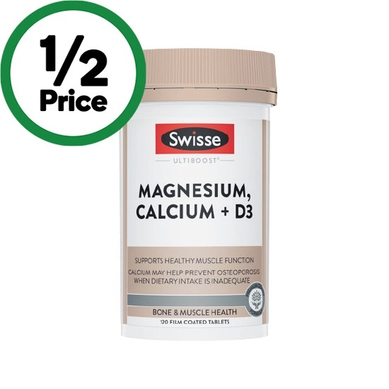 Swisse Ultiboost Magnesium, Calcium + D3 Tablets Pk 120~