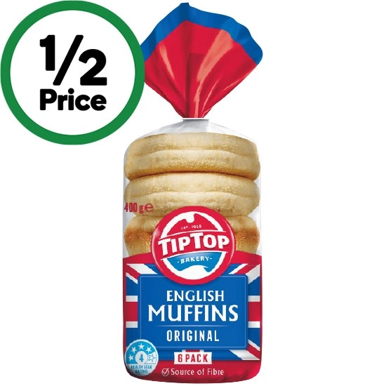 Tip Top English Muffin Varieties Pk 6