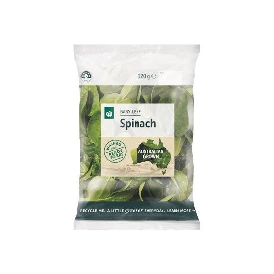 Woolworths Australian Baby Spinach or Baby Spinach & Rocket 120g Pack