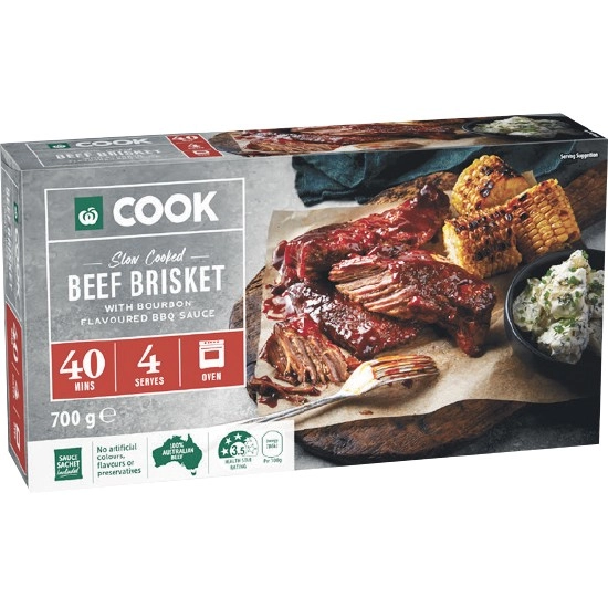 Woolworths COOK Slow Cooked Beef Brisket with BBQ Sauce 700g