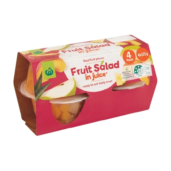 Woolworths Fruit in Juice 125g x Pk 4