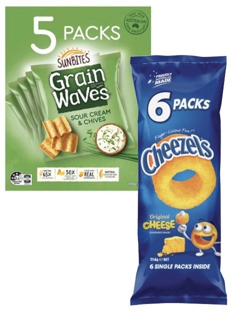 Cheezels or Parkers Pretzels 6 Pack or Grainwaves 5 Pack