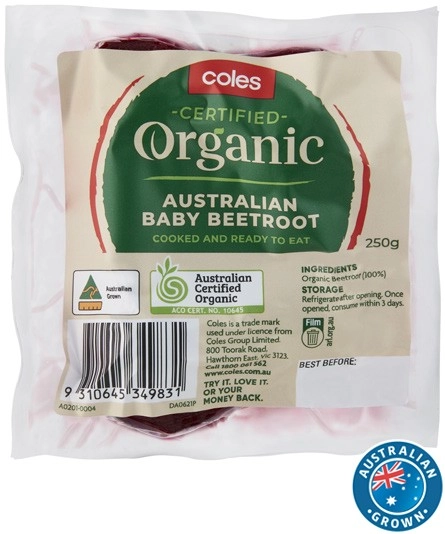 Coles Australian Organic Baby Beetroot 250g Pack