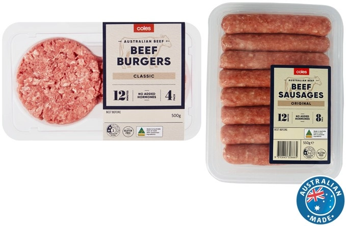 Coles Classic Burgers or Sausages 400g-550g