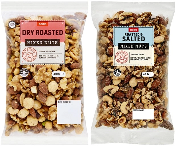 Coles Dry Roasted or Roasted & Salted Mixed Nuts 400g Pack