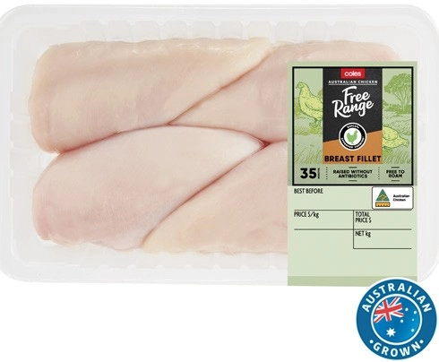 Coles Free Range RSPCA Approved Chicken Breast Large Pack