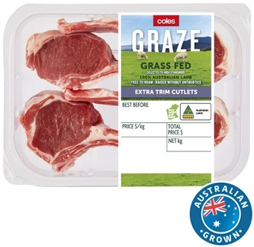 Coles GRAZE Lamb Extra Trim Cutlets