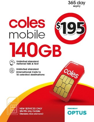 Coles Mobile $195 Prepaid SIM