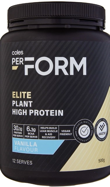 Coles PerForm Elite Plant High Protein Powder Vanilla 500g