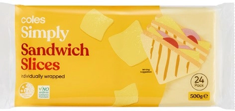 Coles Simply Sandwich Slices 24 Pack 500g