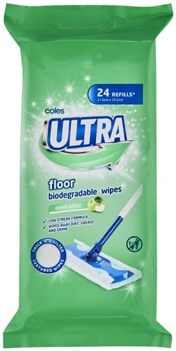 Coles Ultra Biodegradable Floor Wipes Refill 24 Pack