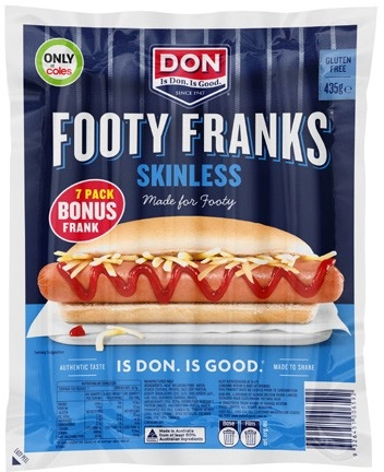 Don Skinless Footy Franks 435g