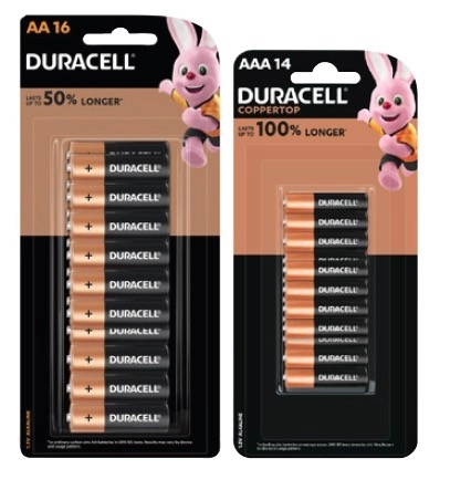 Duracell Coppertop Batteries AA 16 Pack or AAA 14 Pack