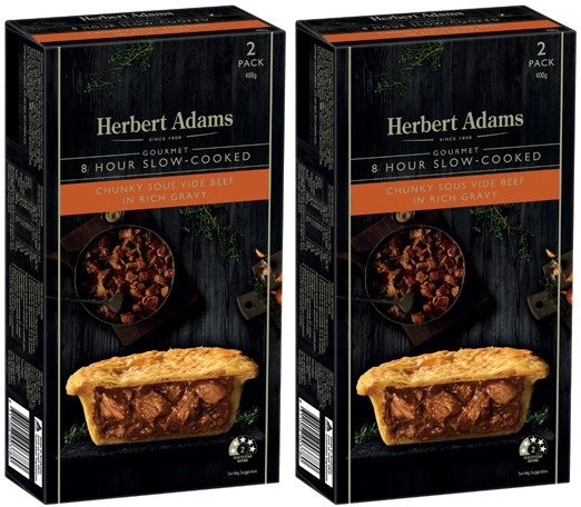 Herbert Adams Slow Cooked Beef Pies 2 Pack 400g-420g