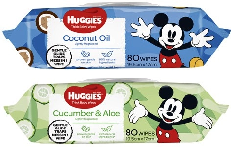 Huggies Cucumber & Aloe or Coconut Oil Baby Wipes 80 Pack