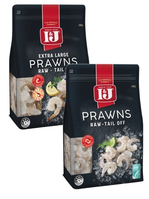 I&J Raw Prawns Tail On or Off 500g