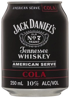 Jack Daniels American Serve & Cola Cans 4x250mL