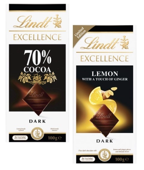 Lindt Excellence or Lindor Block Chocolate 80g-100g