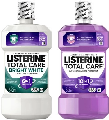 Listerine Total Care or Bright White Mouthwash 500mL